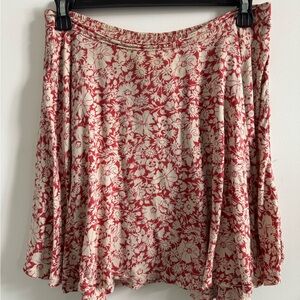 Ralph Lauren Red and Cream Floral Skater Skirt